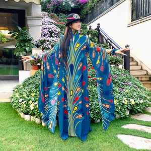 杨丽萍同款原创设计民族风飘逸灵动通勤水袖花瓣领a字连衣裙