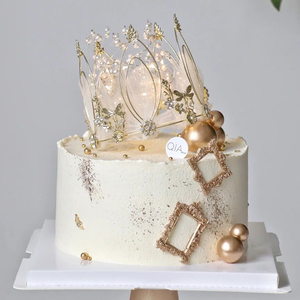 新款蛋糕装饰冰丝皇冠女王女神生日蛋糕配件摆件插件珍珠皇冠王冠