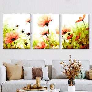 diy数字油彩画丙烯画三联画客厅装饰画手工手绘填充填色浪漫之花