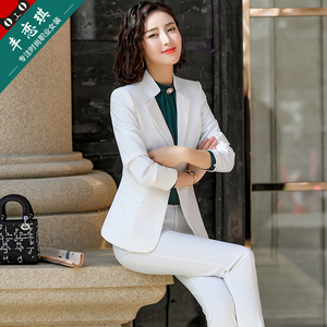 白色小西装外套女秋冬修身职业装女2019新款春白领工作服女士正装