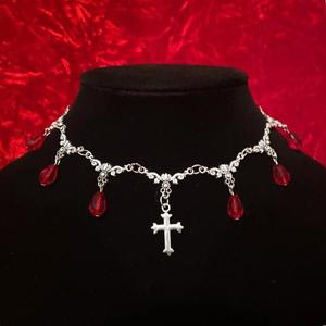 跨境外贸滴血十字架项链浪漫哥特式维多利亚华丽珠宝派对亚文化潮