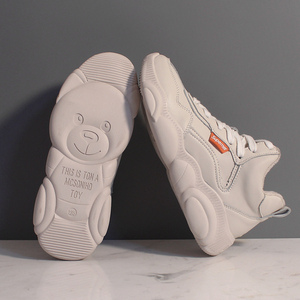 小熊鞋女正版网红联名老爹鞋正品秋季2019新款真皮运动鞋加绒情侣