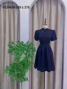 InShop女装商场同款2024年新款国风黑色连衣裙气质0524B56109/378