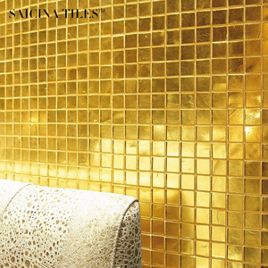 24k仿金玻璃黄金马赛克瓷砖卫生间浴室餐厅客厅背景墙金色墙砖