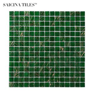 欧式古典复古风格墨绿玻璃金线马赛克瓷砖卫生间浴室阳台意大利