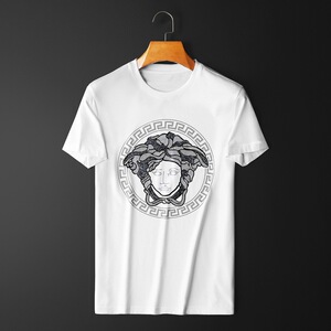 明潮~欧洲站人头烫钻男装2021年夏季新款男士圆领短袖t恤休闲上衣