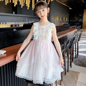 女童连衣裙夏装中大童女无袖网纱公主裙2022蓬蓬裙儿童装裙子夏款