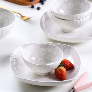 小时代 顺祥纳米抗菌釉面碗碟 简约陶瓷餐具家用釉下彩高脚饭碗盘