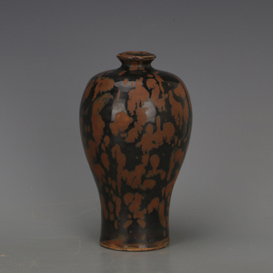 宋 建窑黑釉锈斑梅瓶 仿古瓷器全手工旧货家居装饰古玩古典软装