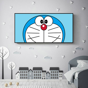 哆啦a梦装饰画潮流儿童房间卧室床头背景墙壁画动漫卡通客厅挂画