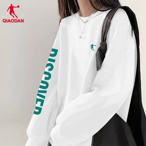 中国乔丹卫衣女2023秋冬季新款白色圆领卫衣情侣ins潮运动上衣
