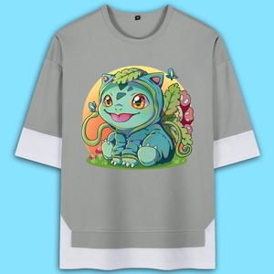 宠物小精灵神奇宝妙蛙种子动漫周边卡通宽松青年男短袖半袖假两件