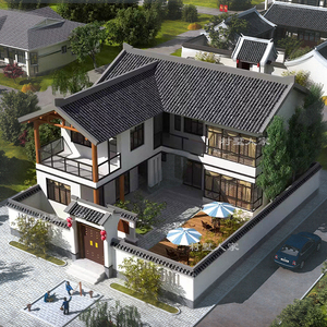 b507新农村两层中式大气别墅设计图纸仿古乡村自建四合院房子全套