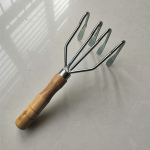 四齿挠子不锈钢加粗筋农具园艺搂耙水草农用赶海工具花园松土耙子
