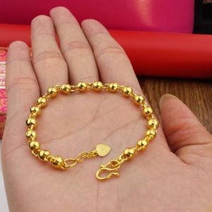 香港免税9999正品金手链女款真金手链百搭手镯金手链女可调节送礼