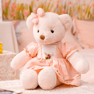 小熊玩偶泰迪熊公仔儿童公主裙子布娃娃女孩生日礼物粉色毛绒玩具
