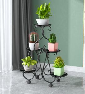 欧式加厚铁艺花架多层客厅落地阳台折叠花架绿萝花架子特价包邮