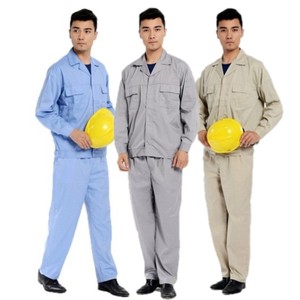 夏季蓝色长袖工作服套装男薄款工厂车间机修工人工衣劳保服工程服