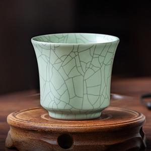 汝窑主人杯汝瓷冰裂大号单杯德化陶瓷品茗杯开片可养功夫茶杯茶具