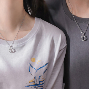 莫比乌斯环纯银情侣项链一对锁骨链吊坠520情人节礼物送男女朋友