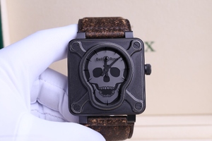 9新 bell&ross 柏莱士手表方形骷髅头机械表男表br01