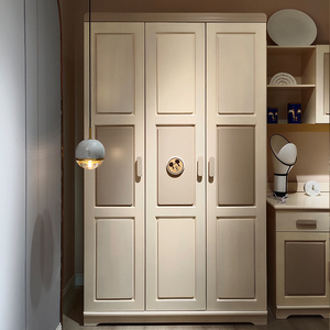 实木衣柜女孩粉色公主两门三门大容量衣橱女生卧室柜子收纳组合