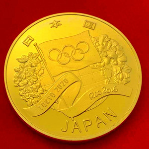 2020年东京奥运会日本镀金纪念章 收藏币32年申奥金币纪念币硬币