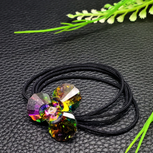 新款超闪水晶发绳三叶花头绳高弹力橡皮筋小花朵精美发饰甜美女