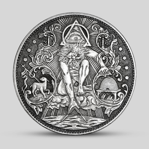 共济会上帝之眼流浪币 仿古银元硬币雕刻眼睛图案自由石匠纪念章