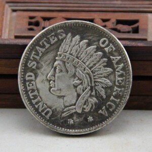 美洲印第安纳人头像1851仿古代美国古钱币的银币外国银古代1851年