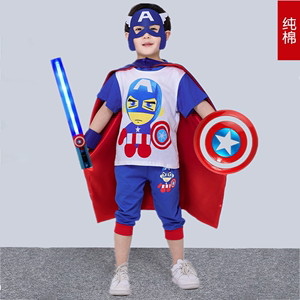 美国队长儿童服装男童动漫套装幼儿园cospla角色扮演六一演出服