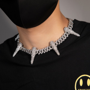 欧美ins个性嘻哈加强版黑豹项链镶钻夸张创意潮流街头珠宝饰品