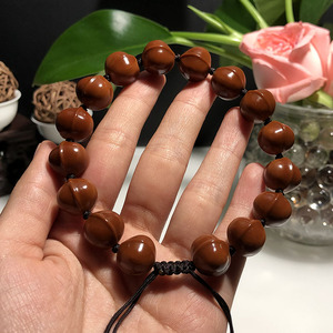 橄榄核雕橄榄胡小籽鲨鱼背光珠手串素核铁核纯手工文玩手链男女款