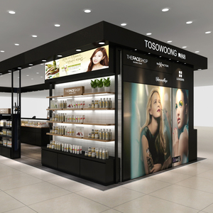 化妆品集合店设计商场中岛装修效果图护肤品面膜彩妆体验店方案