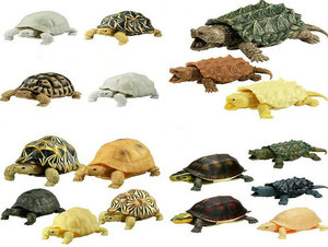 万代扭蛋 仿生物可动爬行动物 象龟陆龟鳄乌龟闭壳模型关节玩具