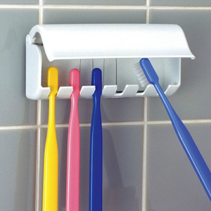 日本洗漱牙刷收纳盒吸壁式牙刷架简约牙具收纳架卫生间浴室置物架
