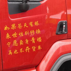 如果苍天有眼车贴来世性别转换再也不开货车挖机跑滴滴打工车贴纸