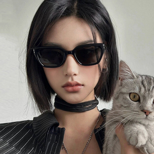 复古猫眼墨镜女款2024新款适合方圆脸的防晒高级感小方框太阳眼镜