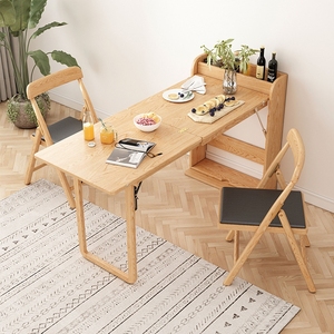 折叠桌伸缩餐桌家用小户型靠墙实木隐形省空间餐边柜吧台桌子家具