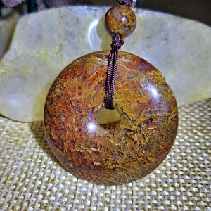 南流江草花玛瑙牛筋石水草玛瑙平安扣吊坠纯天然玉石