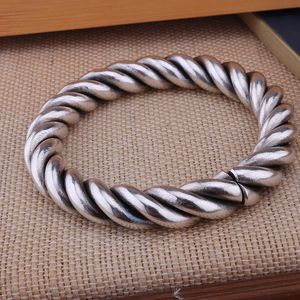 大克重男士纯银手镯999足银手工100克麻花复古实心定做订制刻字