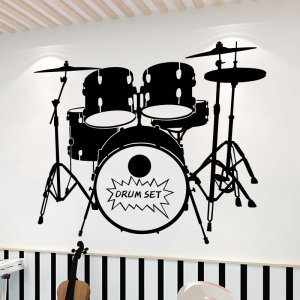 架子鼓乐器酒吧ktv装饰布置墙贴音乐教室培训班琴行背景简约贴