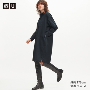 优衣库【UNIQLO U】女装 衬衫式连衣裙(长袖长款衬衣)