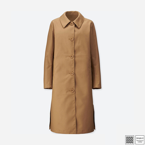 优衣库长款风衣深米色 blocktech大衣 406489