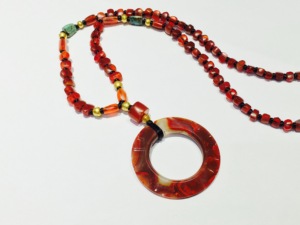 〓思恋念〓堂口藏品中原战国红玛瑙搭配战国红缟玛瑙环项链 共赏