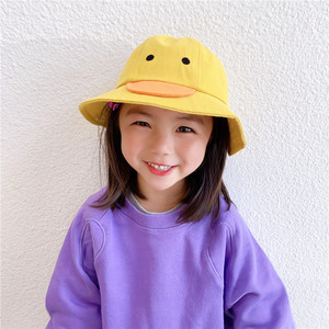 儿童小黄鸭渔夫帽百搭春夏遮阳防晒小黄帽学生宝宝可爱盆帽渔夫帽