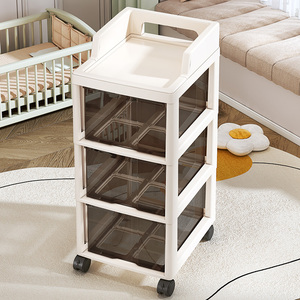 小推车置物架婴儿用品收纳柜子家用抽屉式多层移动零食玩具储物柜
