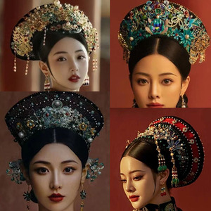 清宫旗头皇后朝服钿子朝冠如懿传延禧攻略头饰剧组道具钿帽帽子