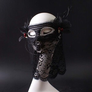 万圣节全脸成人美女神蕾丝面纱面具蒙面唱歌唱将直播神秘假面罩