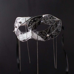 男士双面链条流苏半脸假面罩万圣节舞台舞会派对成人帅哥面具年会